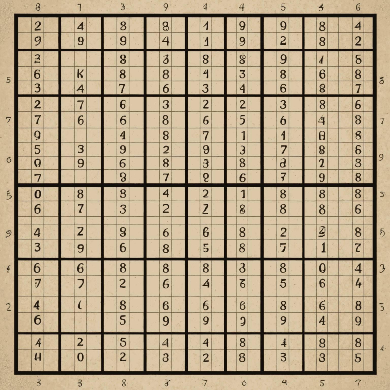 A partially filled 9x9 Sudoku grid