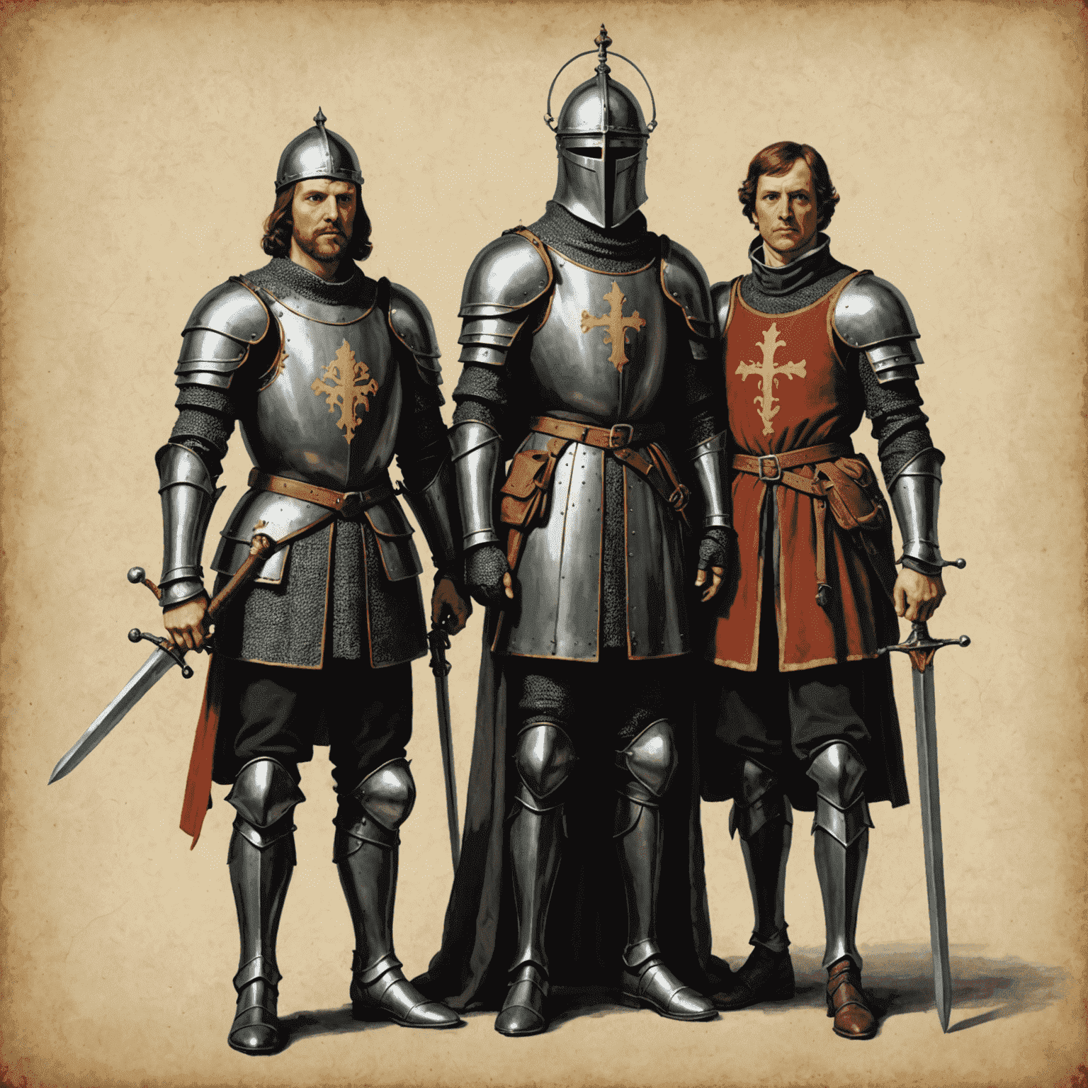 Two medieval figures, one representing a knight (truth-teller) and one representing a knave (liar)